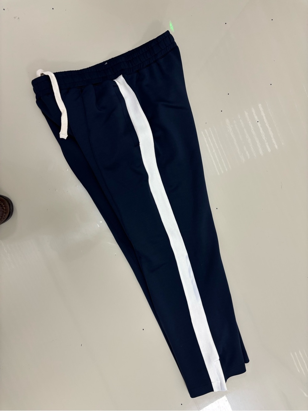 Simons Navy Sweatpants with White Side Stripe